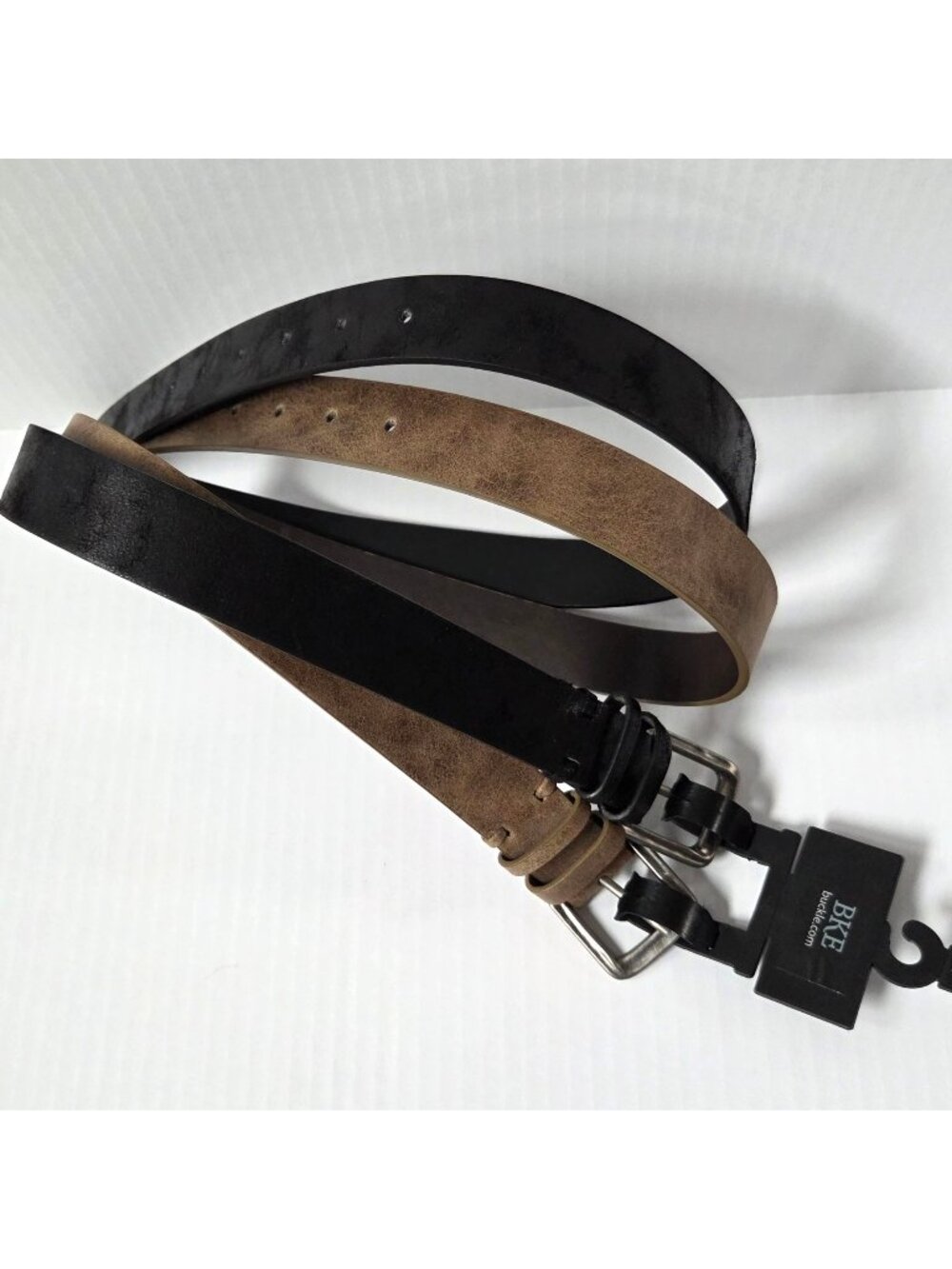 BKE Belts Womens Large Black Faux Suede Brown Black Western Lot of 2 NEW